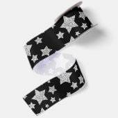 Silver Glitzer Glitzern Stars schwarz Satinband (Rückseite)