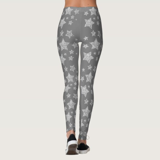Silver Glitzer Glitzern Sternmuster grau Leggings (Rückseite)