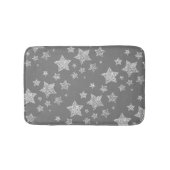 Silver Glitzer Glitzern Sternmuster hellgrau Badematte (Vorderseite)