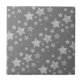 Silver Glitzer Glitzern Sternmuster hellgrau Fliese (Vorderseite)