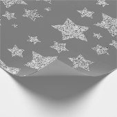 Silver Glitzer Glitzern Sternmuster hellgrau Geschenkpapier (Ecke)
