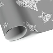 Silver Glitzer Glitzern Sternmuster hellgrau Geschenkpapier (Rolleneckpunkt)
