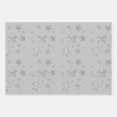 Silver Glitzer Glitzern Sternmuster hellgrau Geschenkpapier Set (Vorderseite 2)