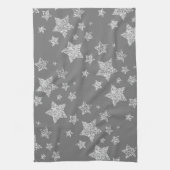 Silver Glitzer Glitzern Sternmuster hellgrau Geschirrtuch (Vertikal)