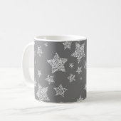 Silver Glitzer Glitzern Sternmuster hellgrau Kaffeetasse (Vorderseite Links)