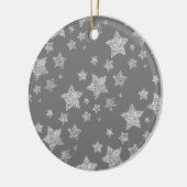 Silver Glitzer Glitzern Sternmuster hellgrau Keramik Ornament (Links)