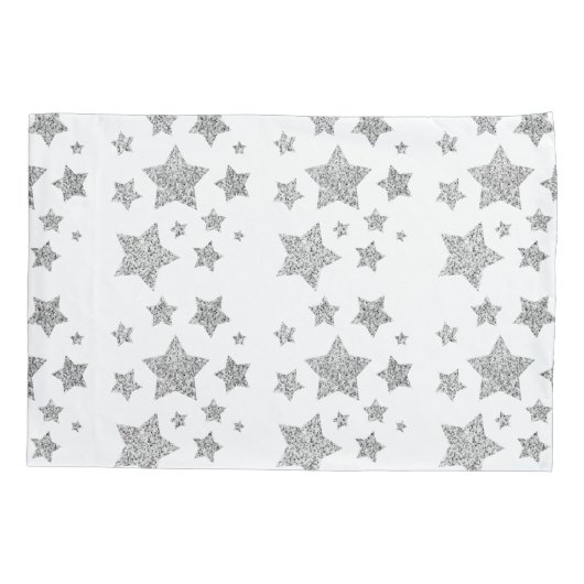 Silver Glitzer Glitzern Sternmuster hellgrau Kissenbezug (Rückseite)