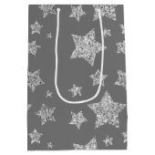 Silver Glitzer Glitzern Sternmuster hellgrau Mittlere Geschenktüte (Rückseite)