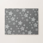 Silver Glitzer Glitzern Sternmuster hellgrau Puzzle (Horizontal)