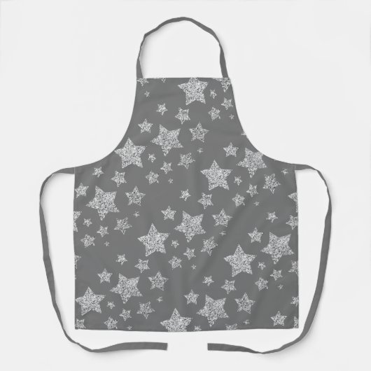 Silver Glitzer Glitzern Sternmuster hellgrau Schürze (Vorderseite)