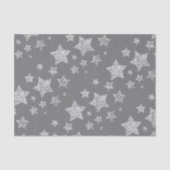 Silver Glitzer Glitzern Sternmuster hellgrau Seidenpapier (Vorderseite)