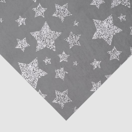 Silver Glitzer Glitzern Sternmuster hellgrau Seidenpapier (Ausschnitt)