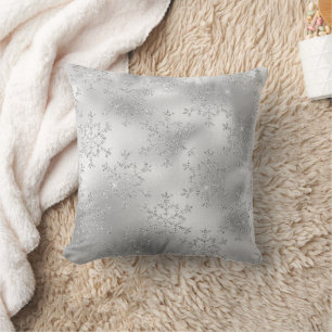Silver Glitzer Glitzy Snowflakes Kissen