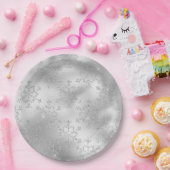 Silver Glitzer Glitzy Snowflakes Pappteller (Party)