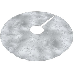 Silver Glitzer Glitzy Snowflakes Polyester Weihnachtsbaumdecke