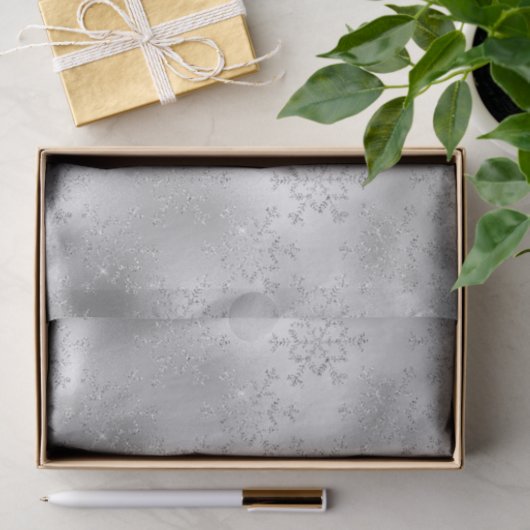 Silver Glitzer Glitzy Snowflakes Seidenpapier (Geschenk)