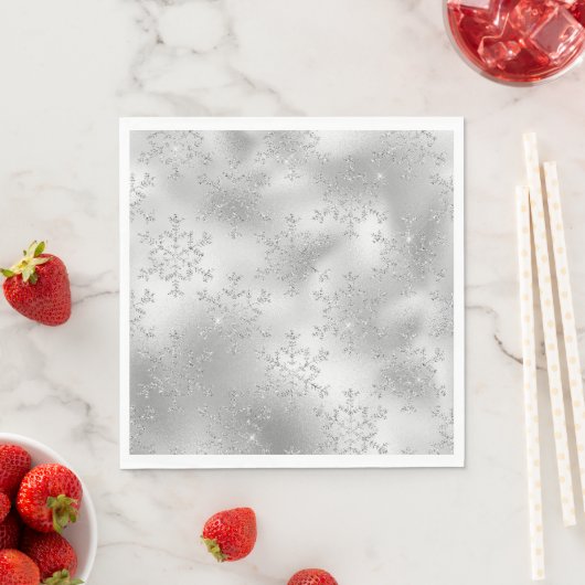 Silver Glitzer Glitzy Snowflakes Serviette (Beispiel)