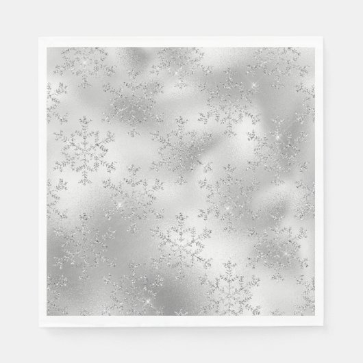 Silver Glitzer Glitzy Snowflakes Serviette (Vorderseite)