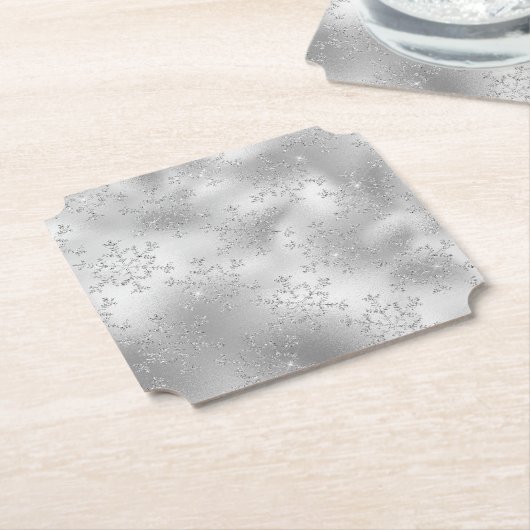Silver Glitzer Glitzy Snowflakes Untersetzer (angewinkelt)