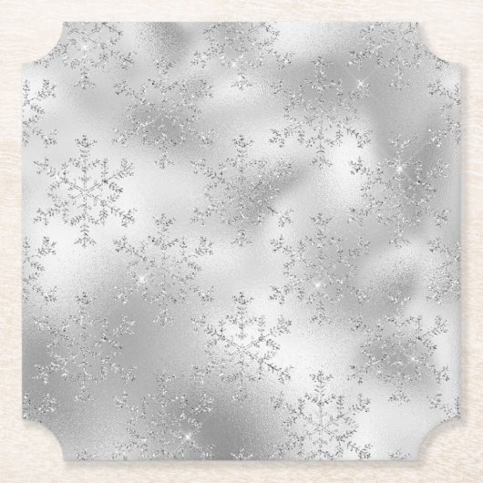 Silver Glitzer Glitzy Snowflakes Untersetzer (Vorderseite)