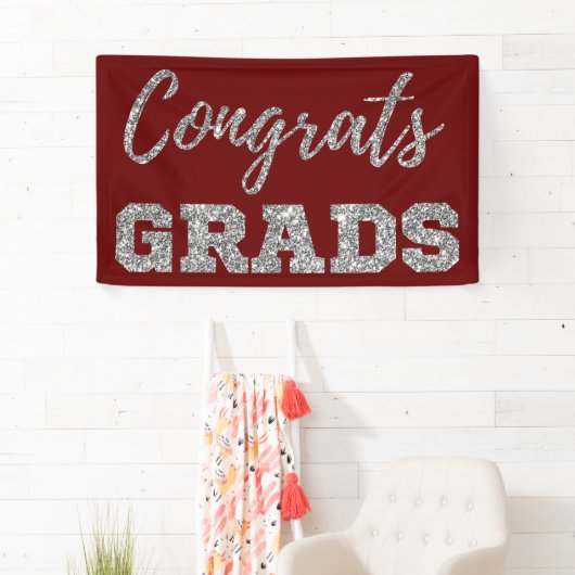 Silver Glitzer Glückwunschs Grads Banner (Insitu)