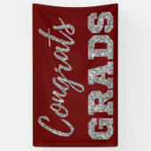 Silver Glitzer Glückwunschs Grads Banner (Vertikal)