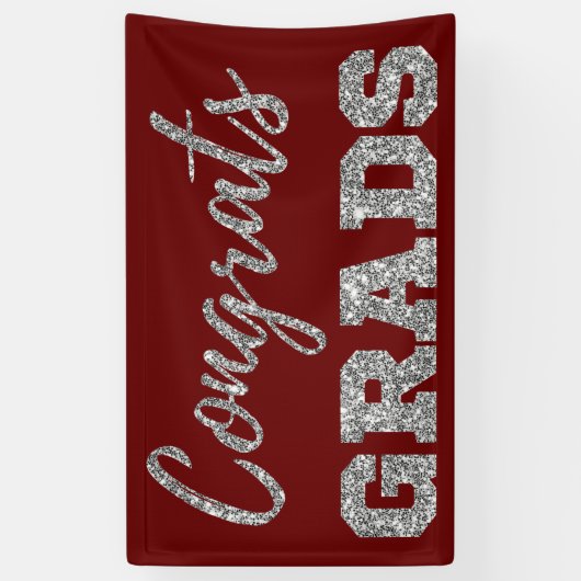 Silver Glitzer Glückwunschs Grads Banner (Vertikal)