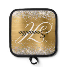 Silver Glitzer Gold Foil Extravagant Monogram