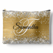Silver Glitzer Gold Foil Extravagant Monogram