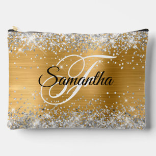 Silver Glitzer Gold Foil Extravagant Monogram Zubehörtasche