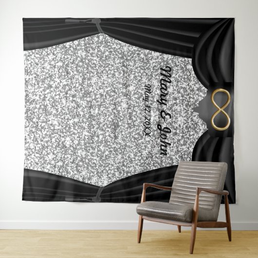 Silver Glitzer Gold Infinity Black Vorhang Wandteppich (Beispiel (Horizontal))