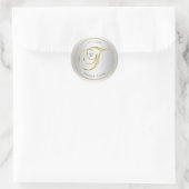 Silver Glitzer Gold Monogram Wedding Umschlag Aufk Runder Aufkleber (Tasche)