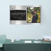 Silver Glitzer Grad Cap, Foto Rose Gold Abschluss Banner (Messeveranstaltung)