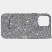 Silver Glitzer Gradient Individuelle Name Case-Mate iPhone Hülle (Rückseite (Horizontal))