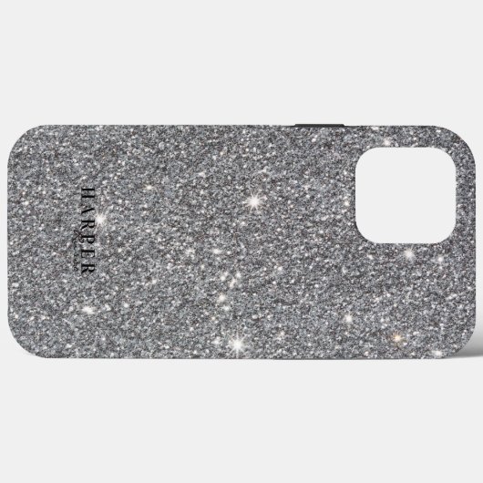 Silver Glitzer Gradient Individuelle Name Case-Mate iPhone Hülle (Rückseite (Horizontal))