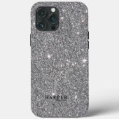 Silver Glitzer Gradient Individuelle Name Case-Mate iPhone Hülle (Rückseite)