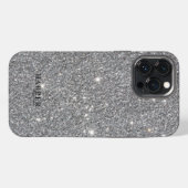 Silver Glitzer Gradient Individuelle Name iPhone Hülle (Rückseite (Horizontal))