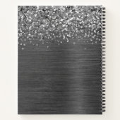 Silver Glitzer Grau gebürstetes Metal Monogramm Notizblock (Rückseite)