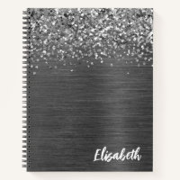 Silver Glitzer Grau gebürstetes Metal Monogramm