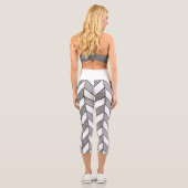 Silver Glitzer Grau Herringbone Zickzack Capri Leggings (Rückseite)