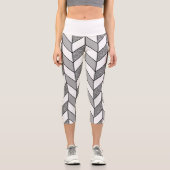 Silver Glitzer Grau Herringbone Zickzack Capri Leggings (Vorderseite)