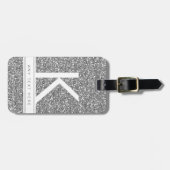 Silver Glitzer Gray Minimal Chic Modernes Gepäck Gepäckanhänger (Vorderseite horizontal)