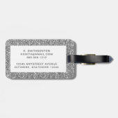 Silver Glitzer Gray Minimal Chic Modernes Gepäck Gepäckanhänger (Rückseite horizontal)