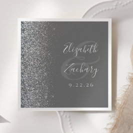 Silver Glitzer Gray Wedding Napkins Serviette