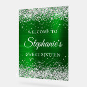 Silver Glitzer Green Foil 16 . Geburtstag Willkomm Acrylschild (Winkel)