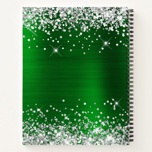Silver Glitzer Green Foil 40th Birthday Guest Notizblock (Rückseite)