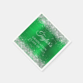 Silver Glitzer Green Foil Abschluss Serviette (Ecke)