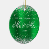 Silver Glitzer Green Foil Unser 1. Weihnachtsfest  Keramik Ornament (Rechts)