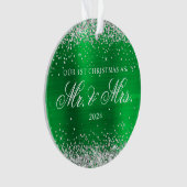 Silver Glitzer Green Foil Unser 1. Weihnachtsfest  Ornament (Vorderseite)
