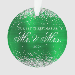 Silver Glitzer Green Foil Unser 1. Weihnachtsfest  Ornament